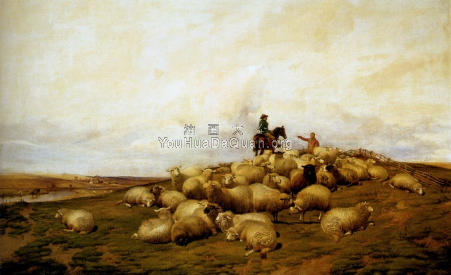 A shepherd With His Flock - 托马斯·辛德尼·库珀